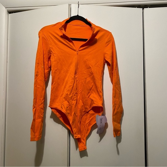 Mangopop Tops - Orange Long Sleeve Bodysuit